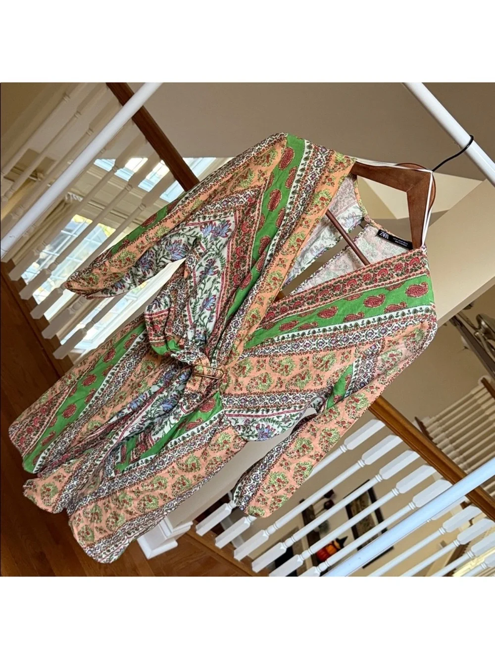 ZARA 55% linen blend printed romper